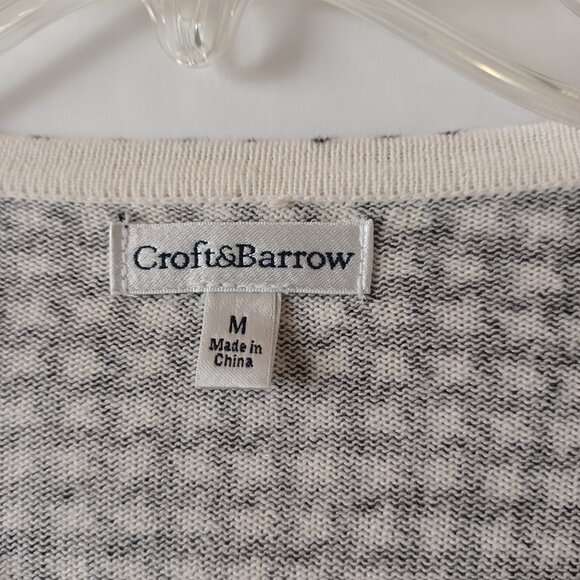 Croft & Barrow Black & White Houndstooth Cardigan Sweater, 100% Cotton, Large - Picture 7 of 12